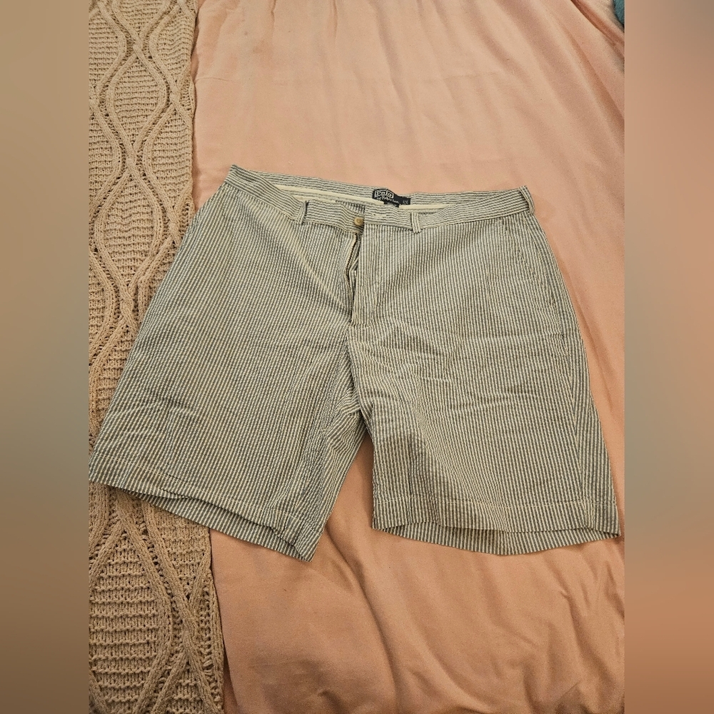 Polo Ralph Lauren‎ Shorts Mens 38  Blue White Striped Chino Searsucker Preppy